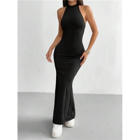 Variété Boutique Dresses & Skirts - Women's Solid Color Backless Lace-Up Bodycon Dress